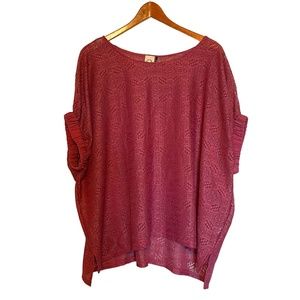 Akemi + Kin Anthropologie‎ Pink Oversized Lace Sheer Layer Shirt Size XS/S